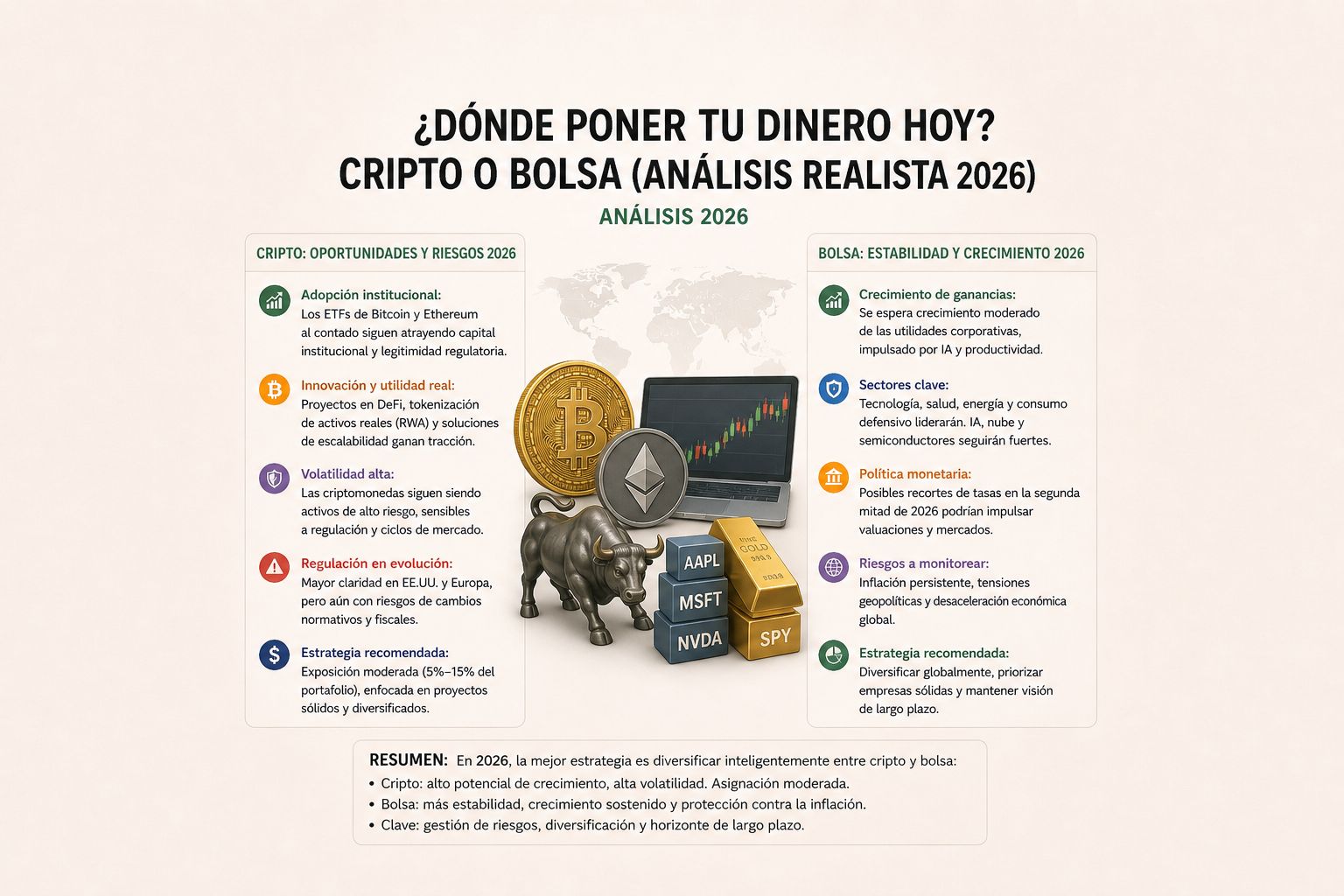 ¿CRIPTO O BOLSA? DÓNDE PONER TU DINERO HOY (Análisis realista 2026)