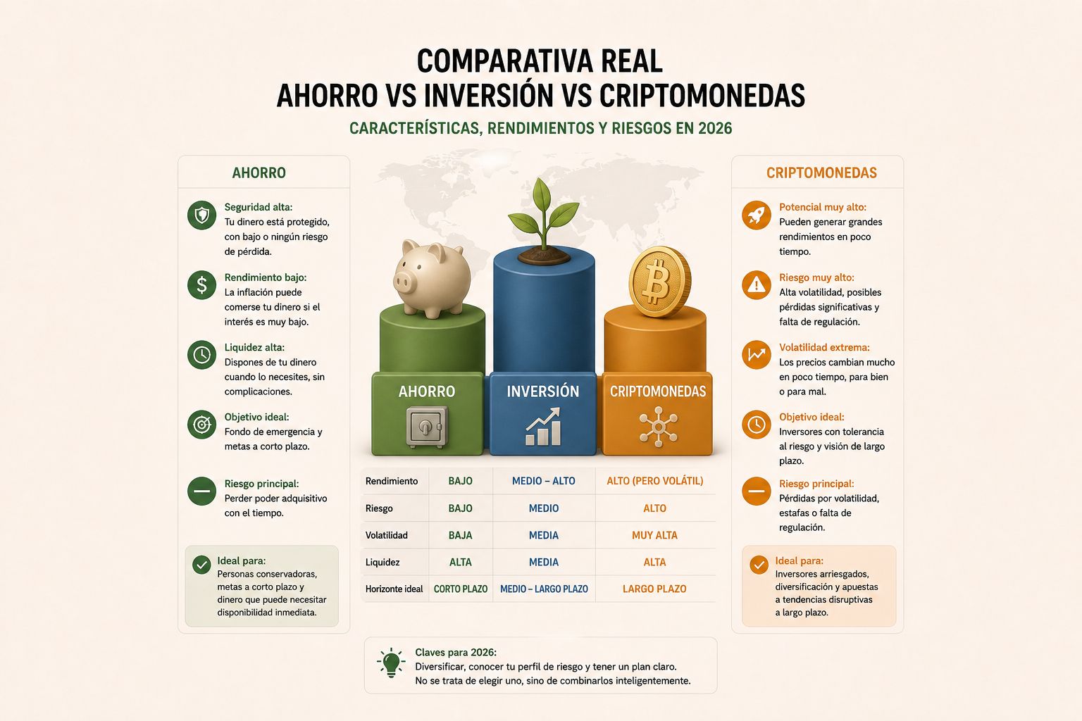 COMPARATIVA REAL: AHORRO vs INVERSIÓN vs CRIPTOMONEDAS