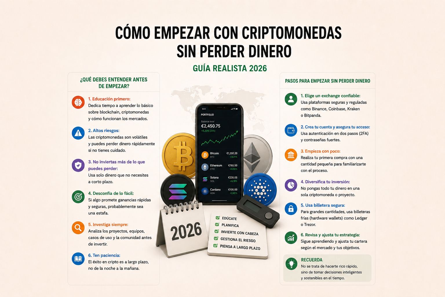 CÓMO EMPEZAR CON CRIPTOMONEDAS SIN PERDER DINERO (Guía realista 2026)