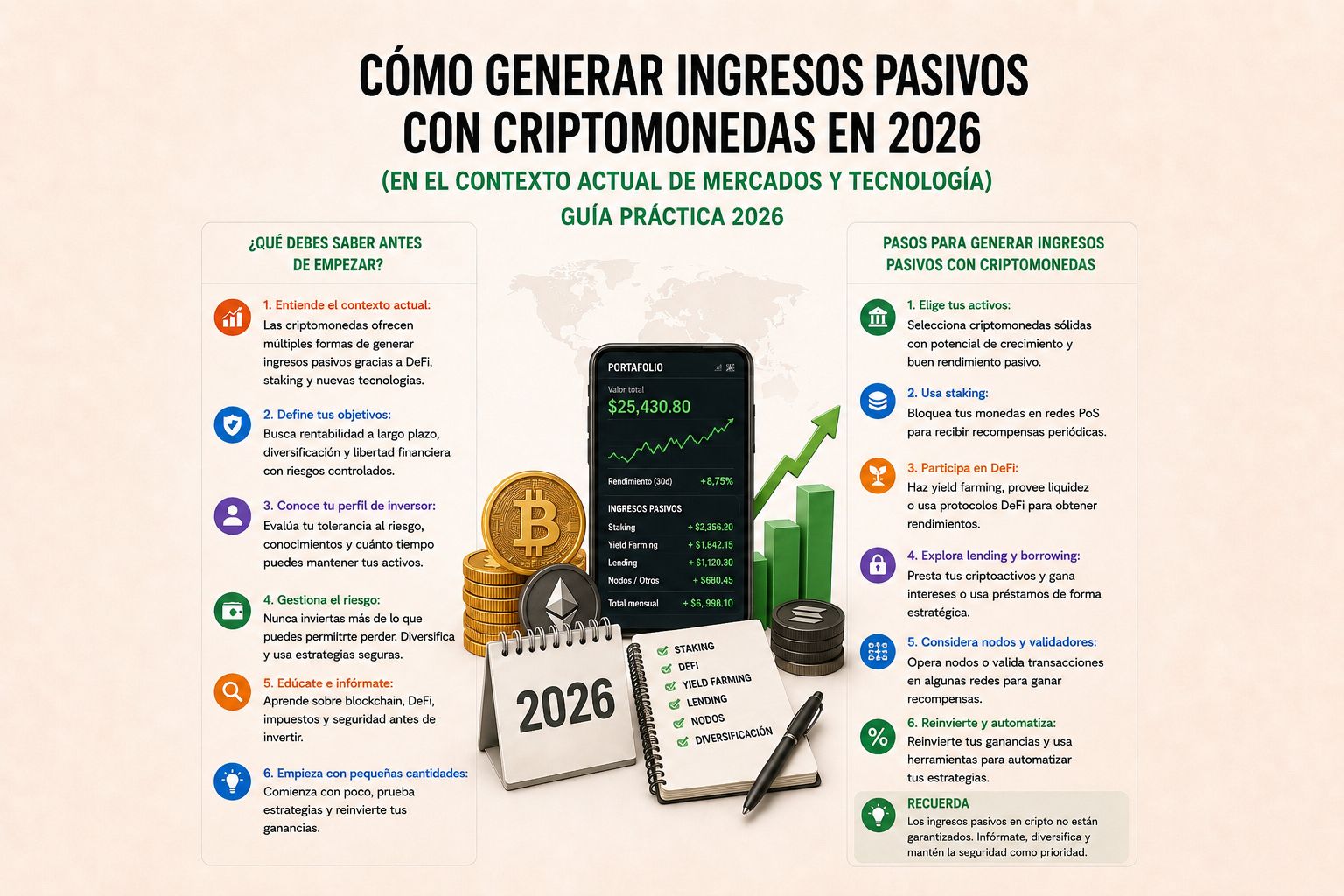 CÓMO GENERAR INGRESOS PASIVOS CON CRIPTOMONEDAS EN 2026